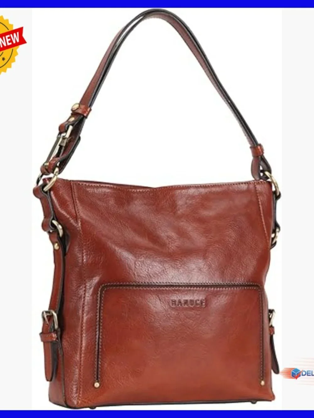 Full Grain Italian Leather Hobo Bag with Convertible Strap Fits iPad